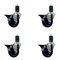Service Caster 3.5'' Solid Poly Swivel 1-5/8'' Expanding Stem Caster Set with Brake, 4PK SCC-EX20S3514-SPUS-PLB-158-4 - alternate 1